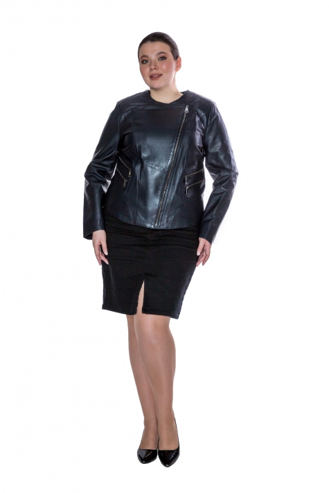 Женская кожаная куртка из натуральной кожи с воротником 8011553