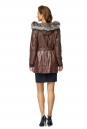 Женская кожаная куртка из натуральной кожи с капюшоном, отделка чернобурка 8016388-3