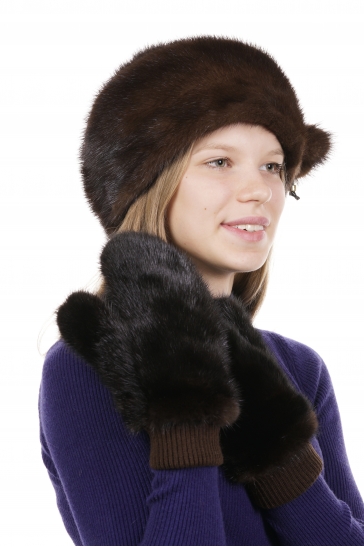Меховые варежки женские из норки
