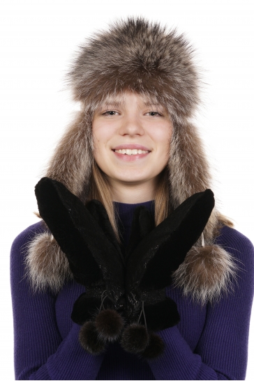 Варежки женские из бобра