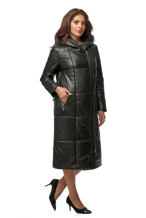 Женское кожаное пальто из натуральной кожи с капюшоном 8019370