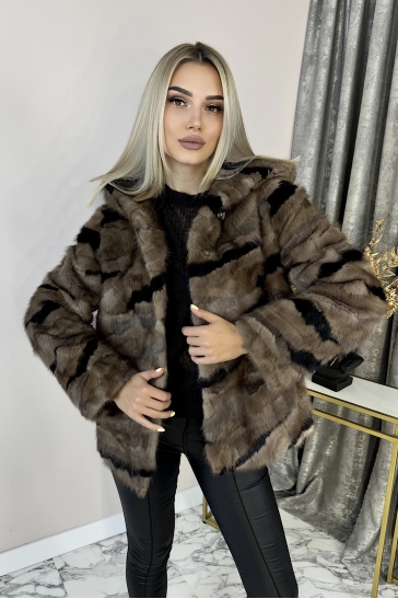 Шуба из норки с капюшоном